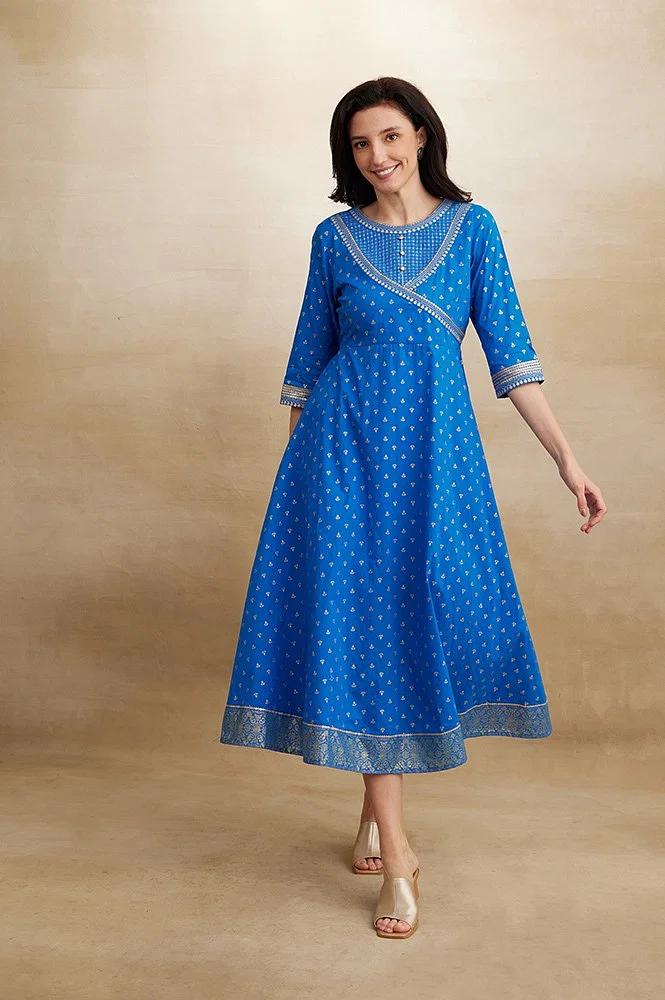 blue ornamented ethnic dress