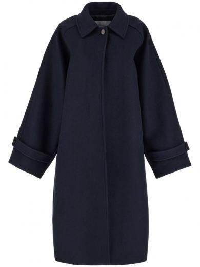 blue oversized wool single-breasted coat