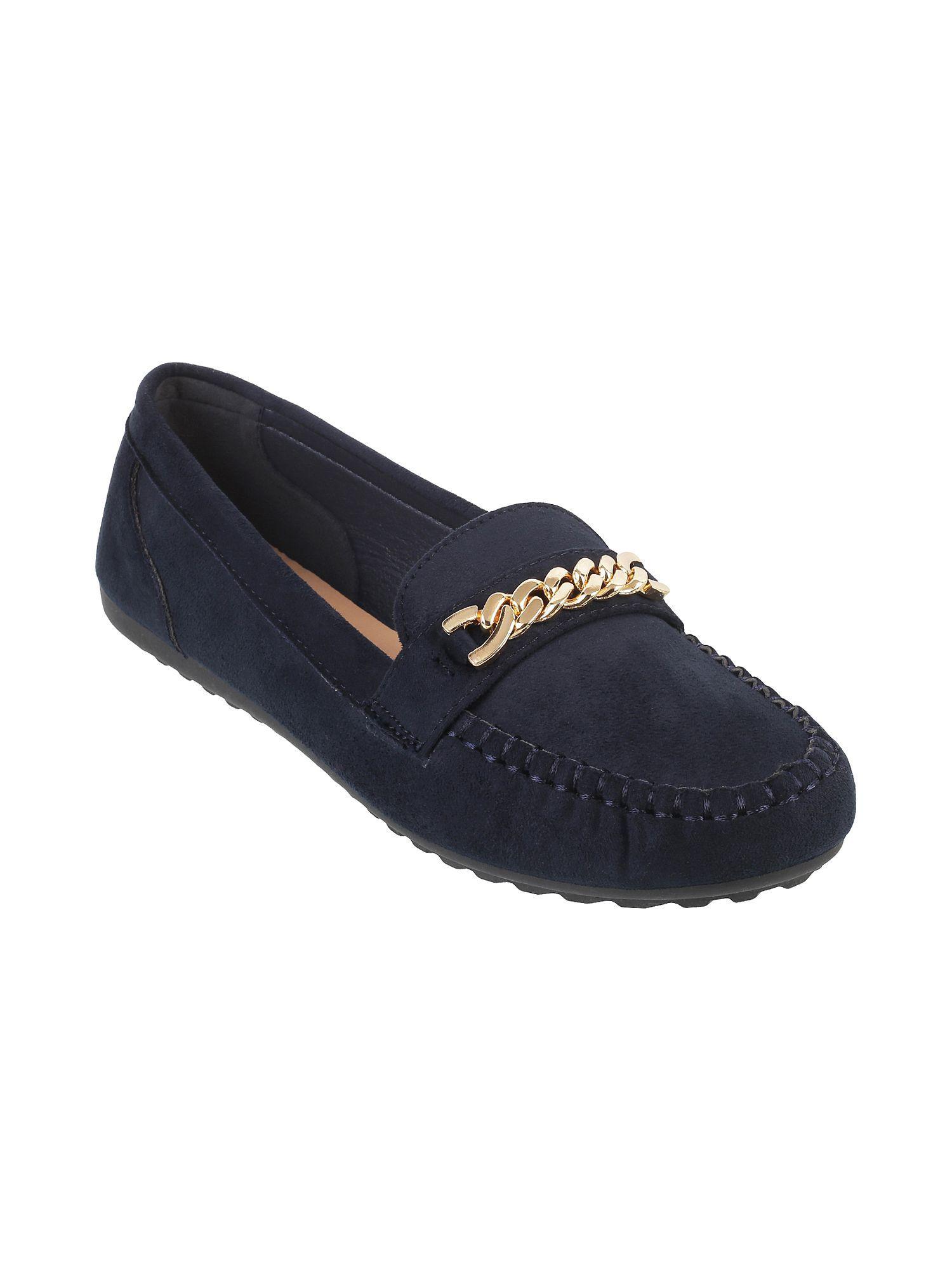 blue patterned loafers