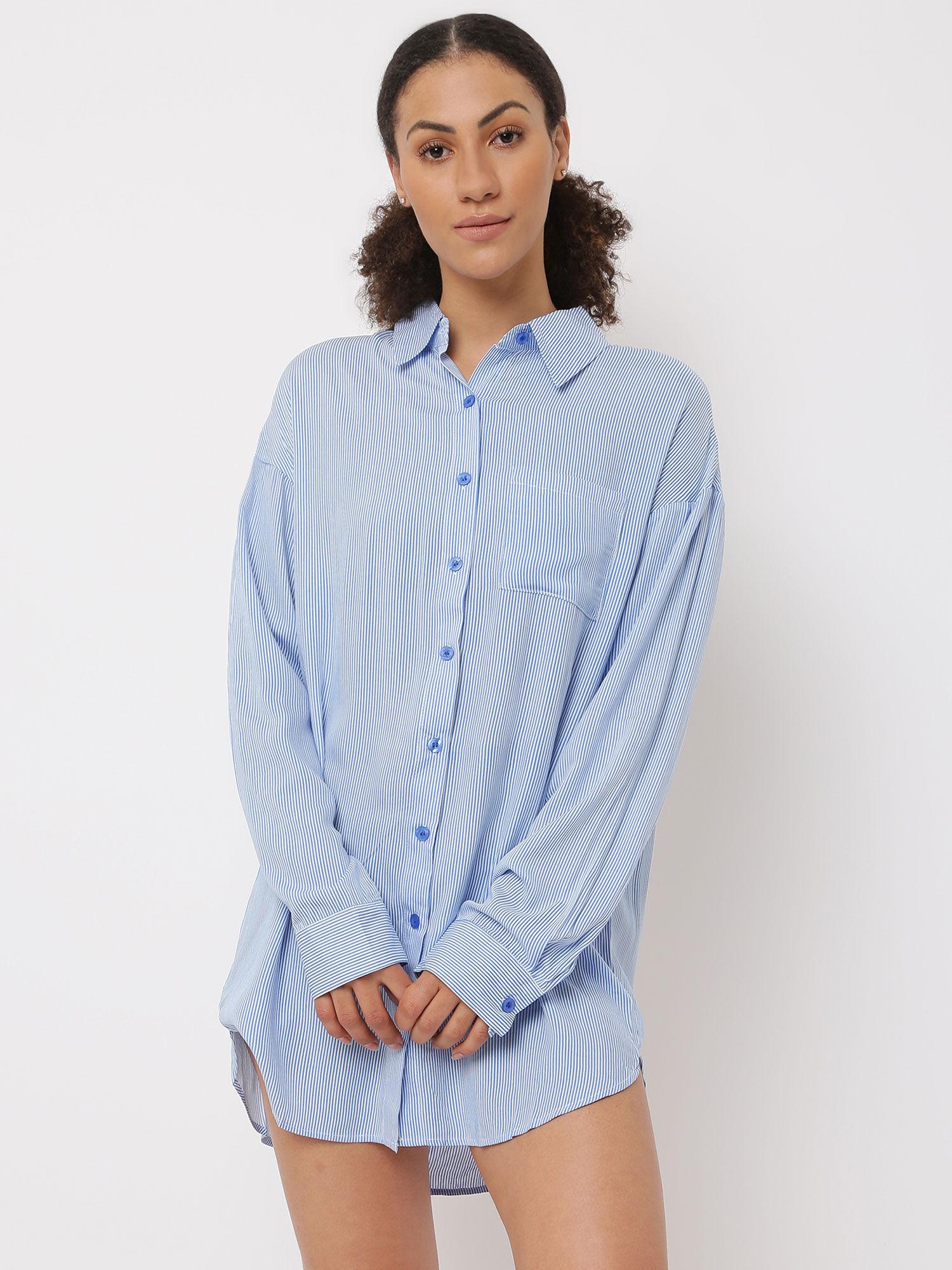 blue pinstripe shirt night dress