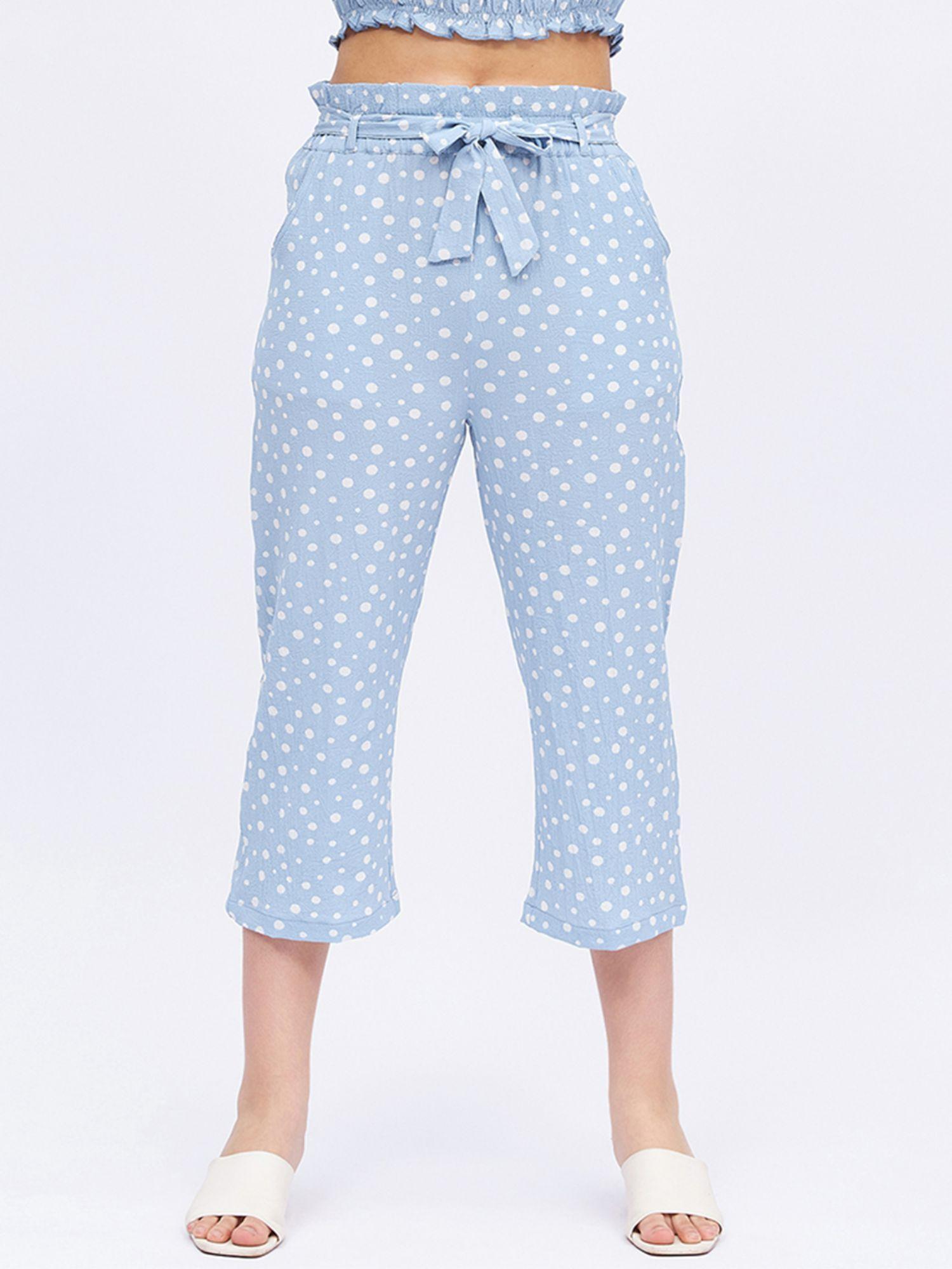 blue polka dot cropped pants (set of 2)