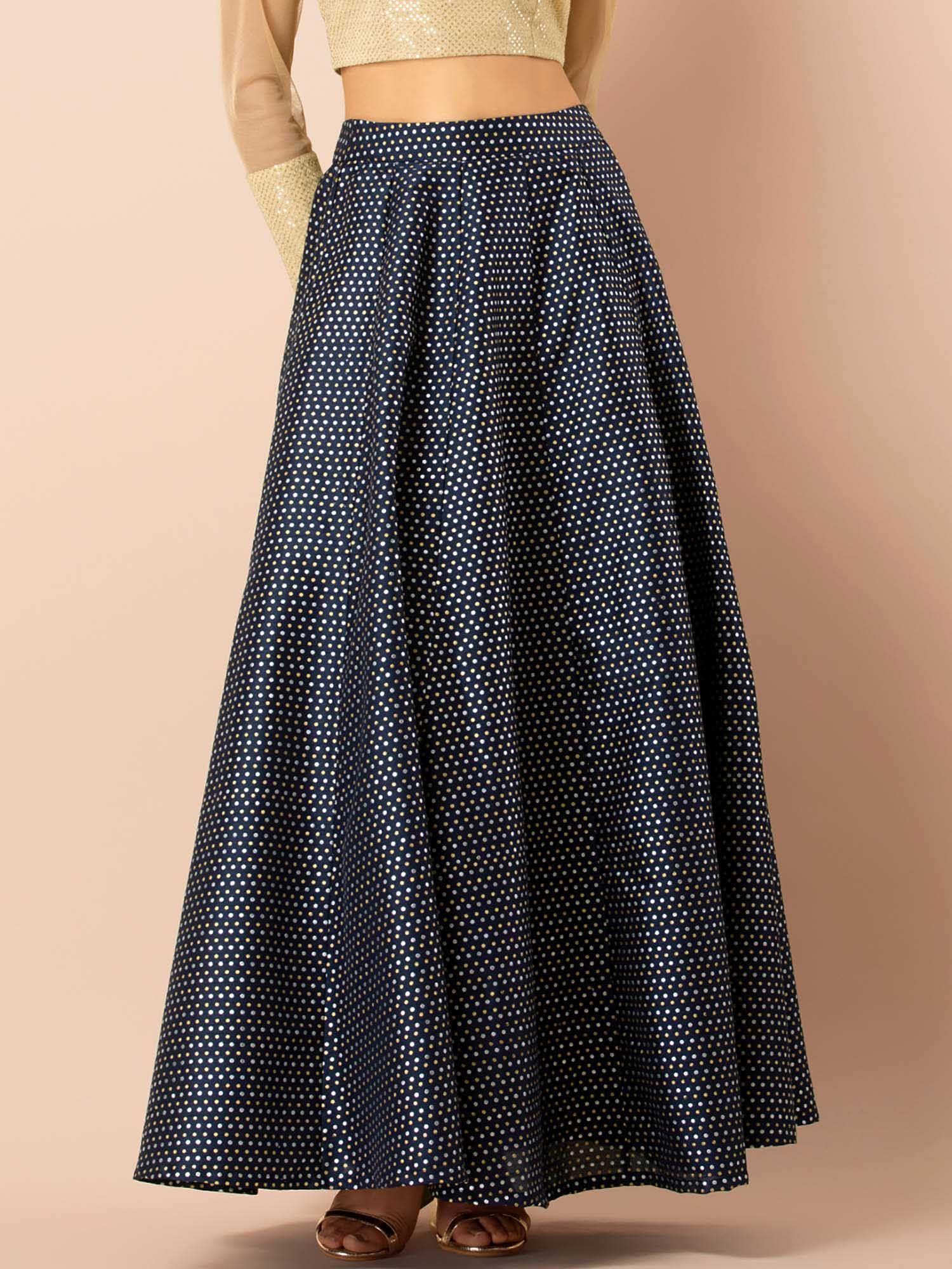 blue polka dots ethnic skirt