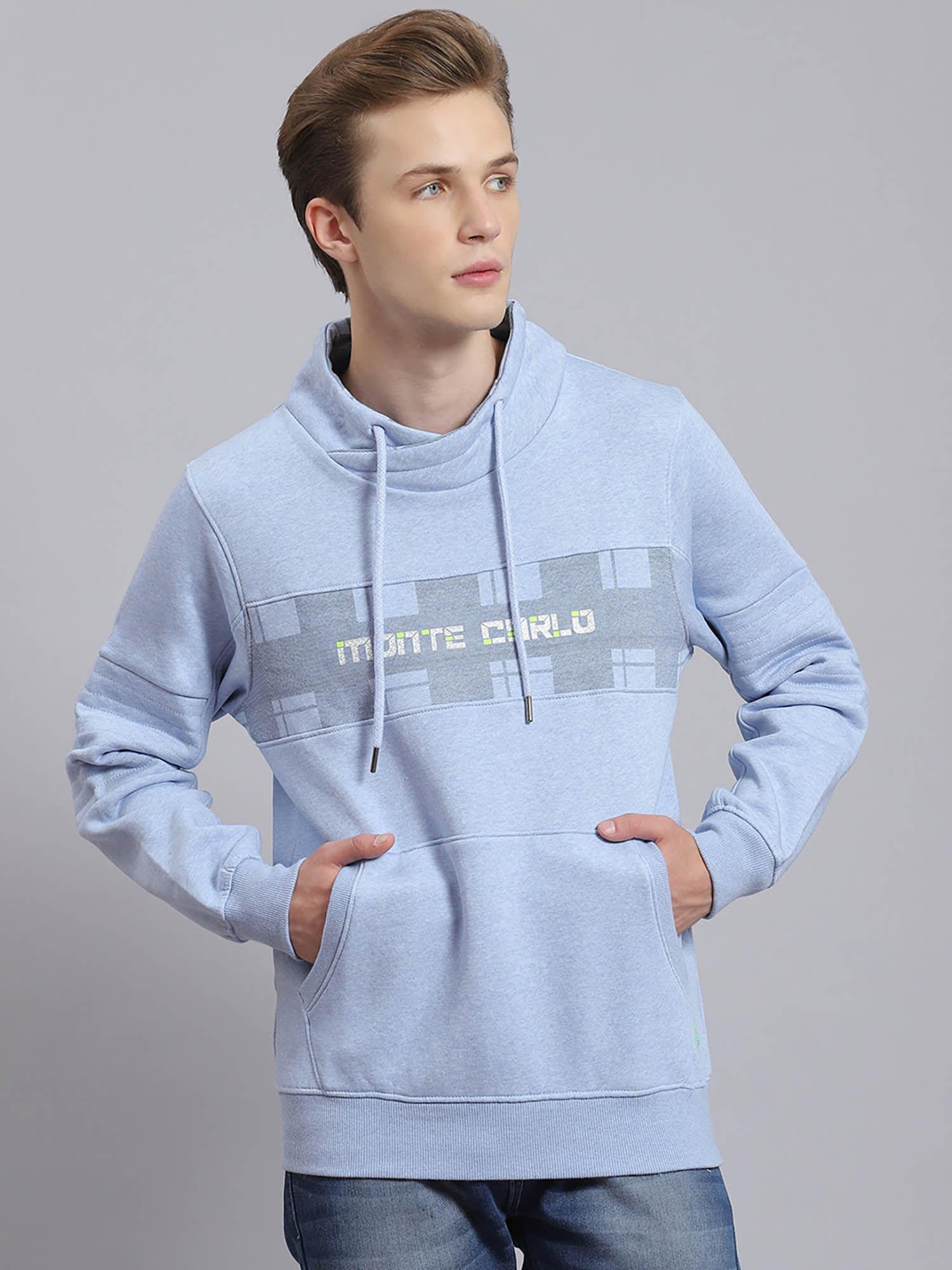 blue print mock collar sweatshirt