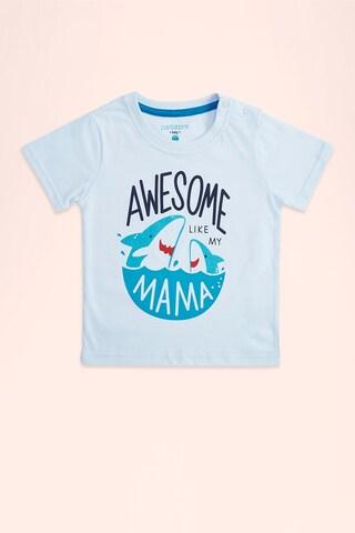 blue printed casual half sleeves round neck baby regular fit t-shirt