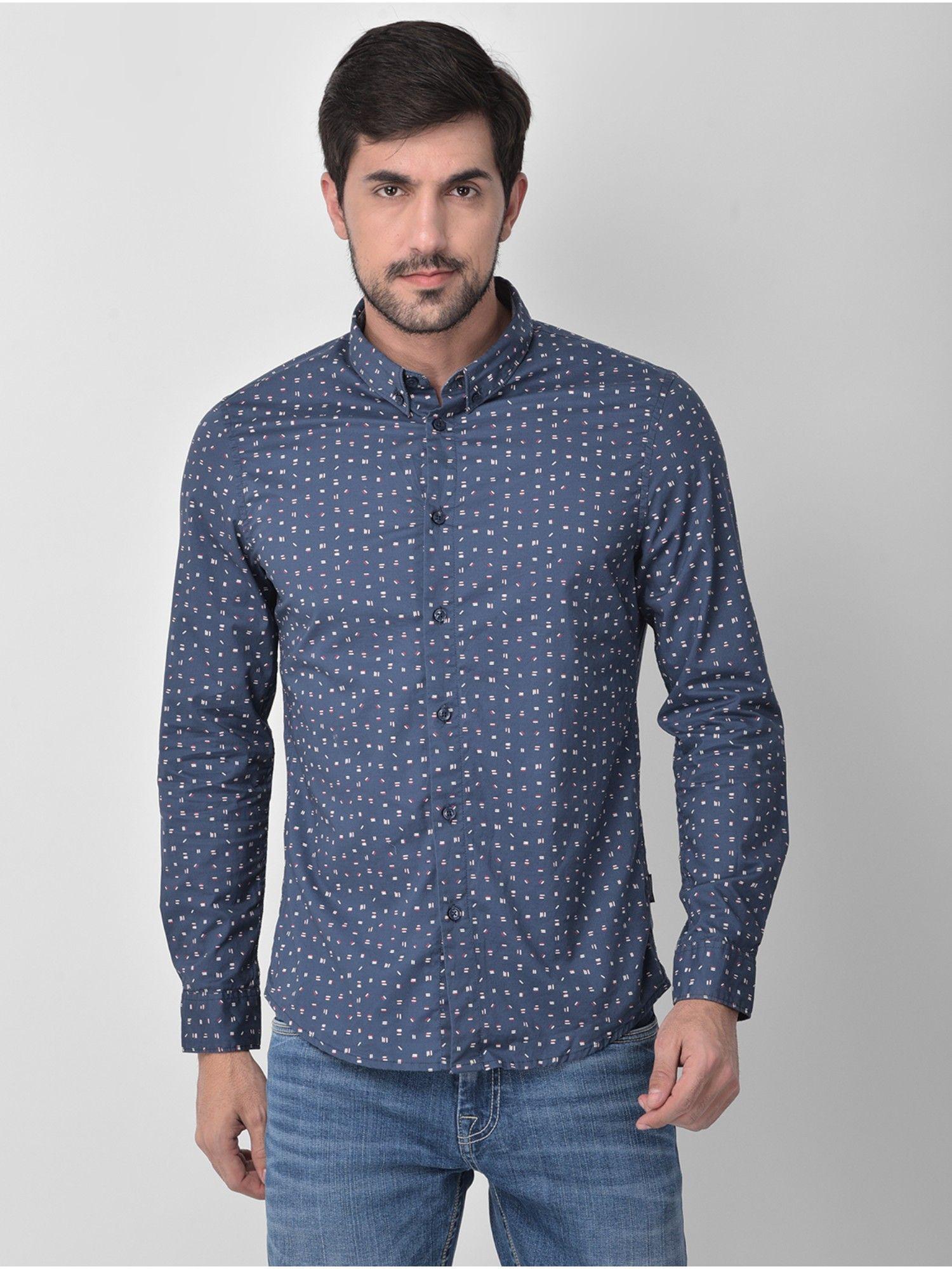 blue printed casual shirt