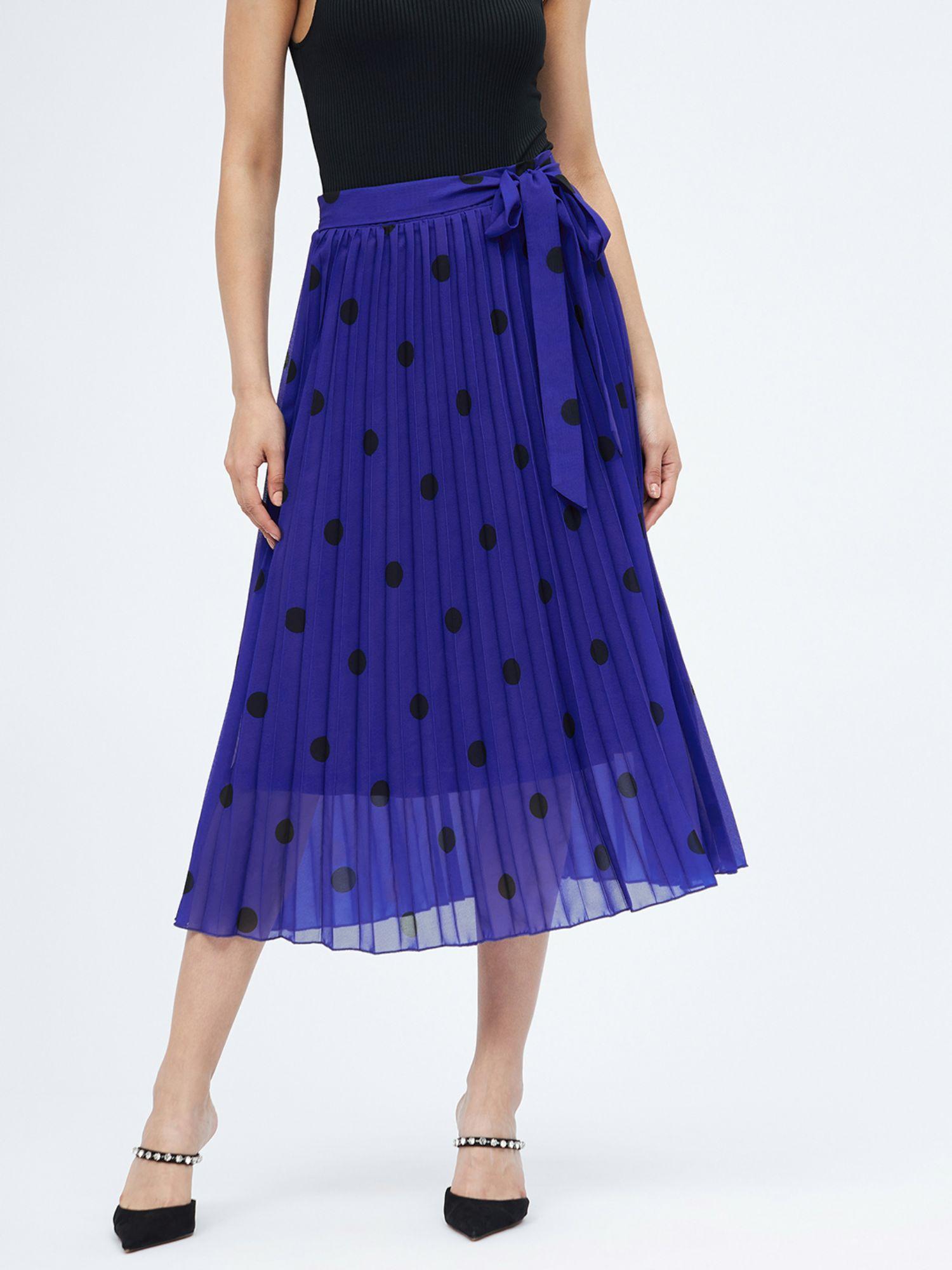 blue printed casual skirt