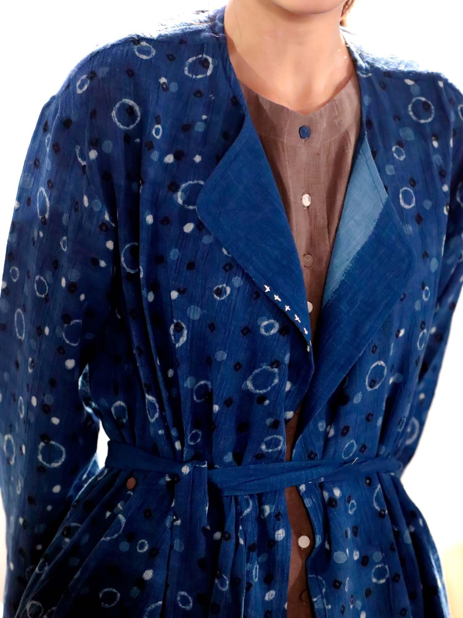 blue printed coats and blazer