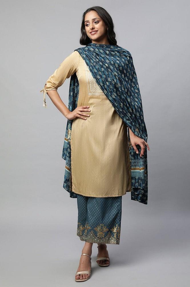 blue printed dupatta