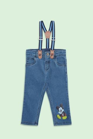 blue printed full length casual baby regular fit jeans
