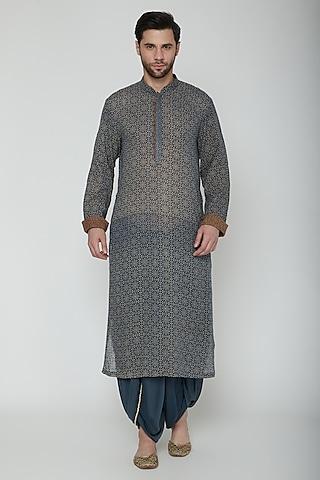 blue printed kurta set