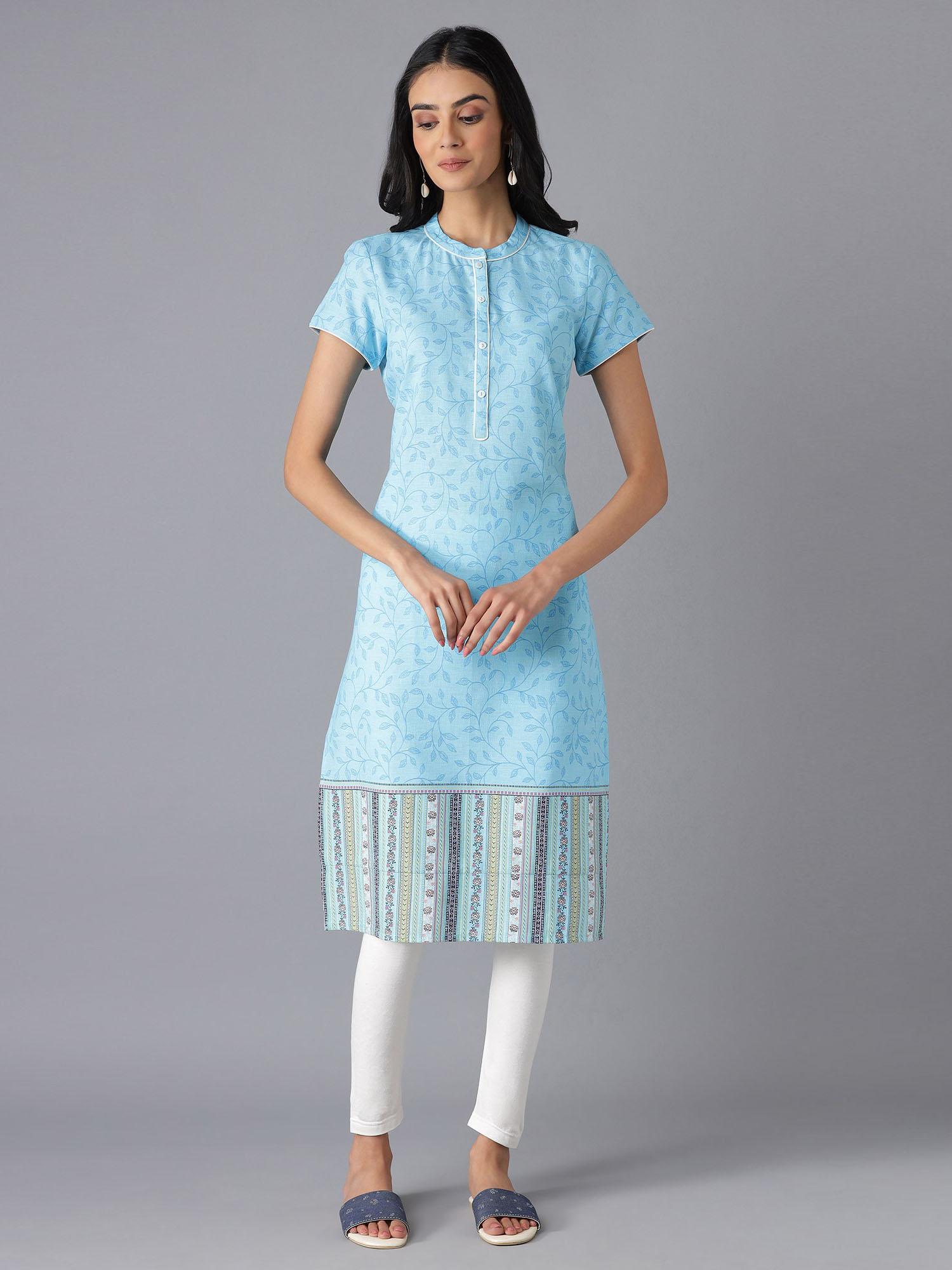 blue printed kurta