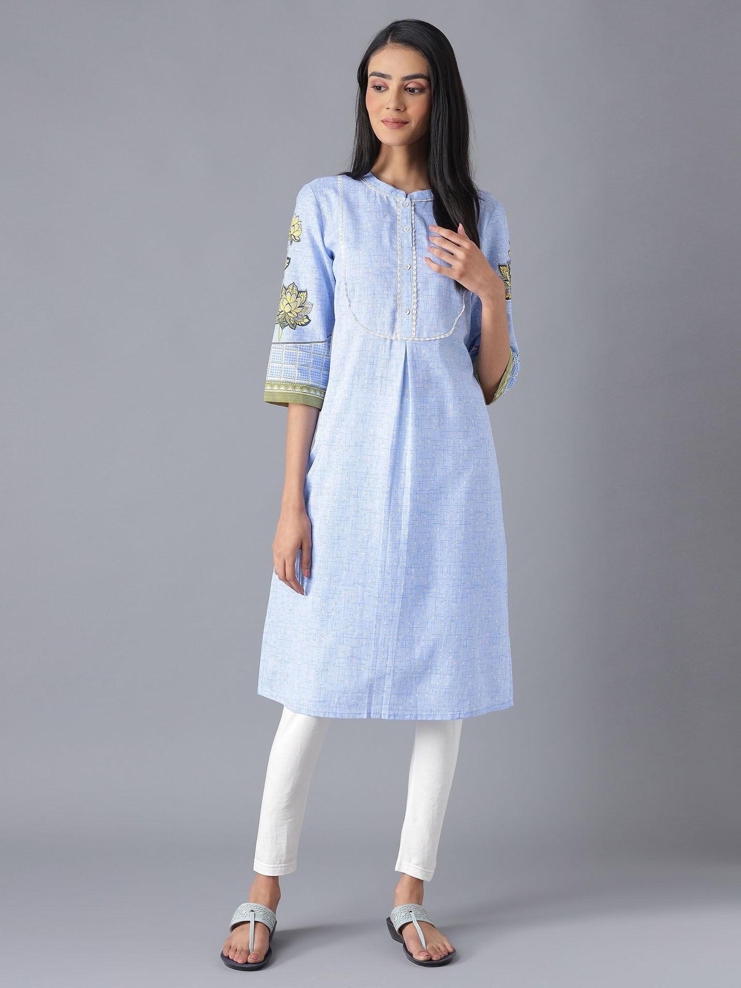 blue printed kurta