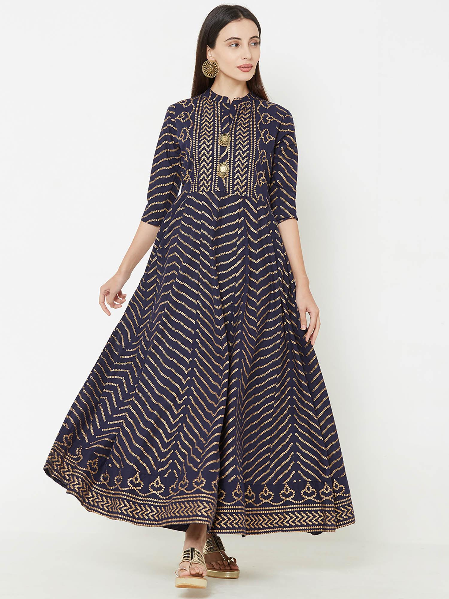 blue printed kurta