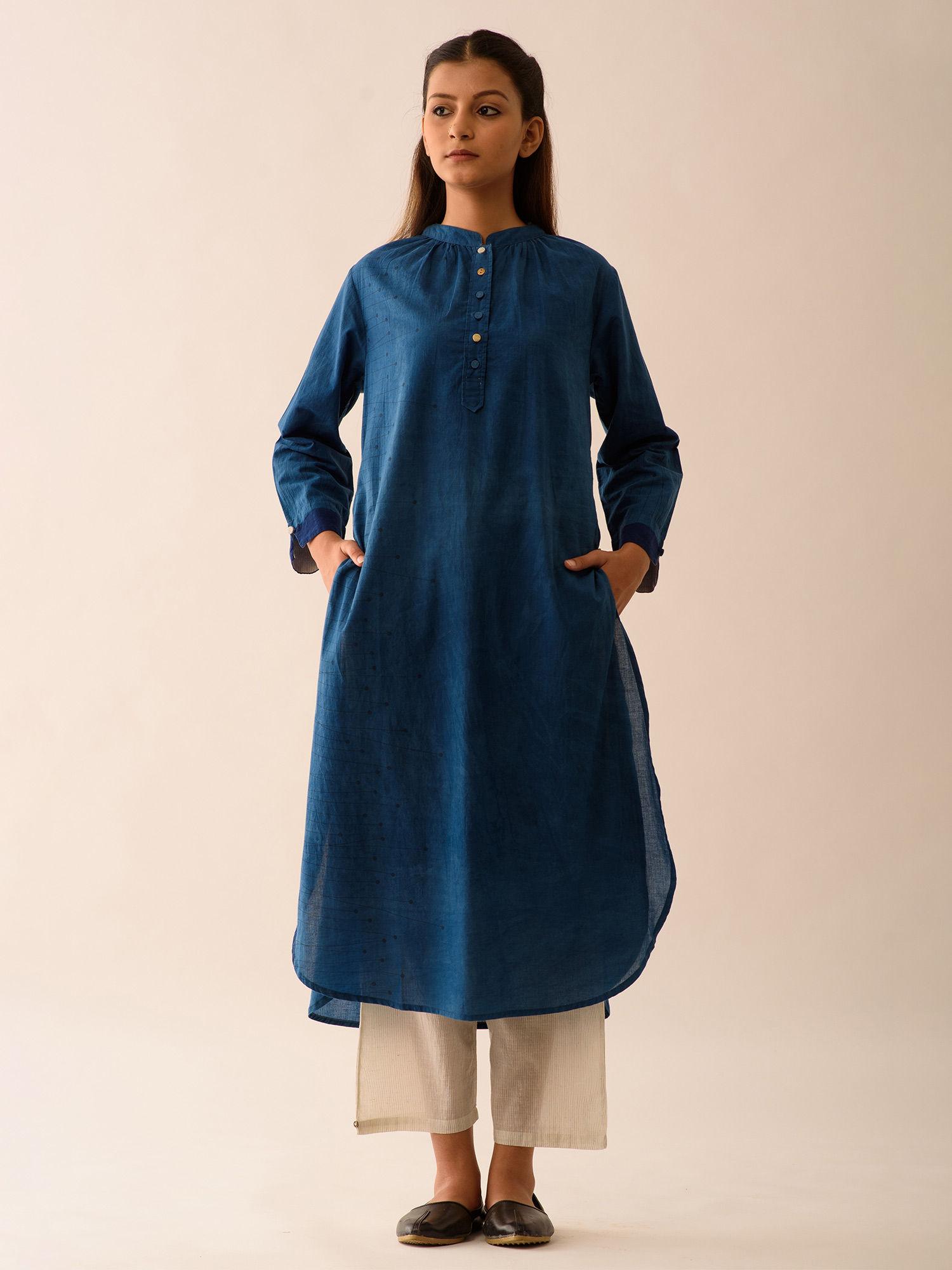 blue printed kurta