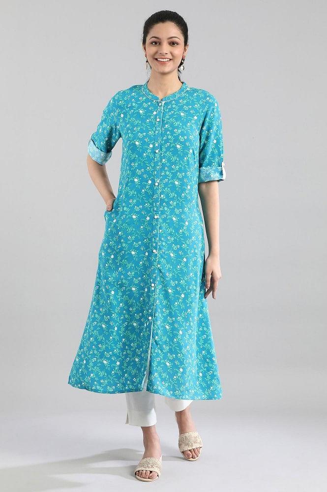 blue printed kurta