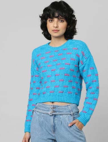 blue printed pullover