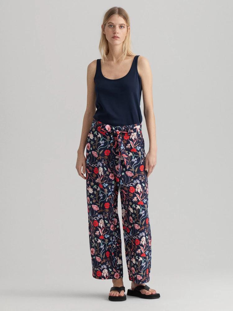 blue printed regular fit trouser