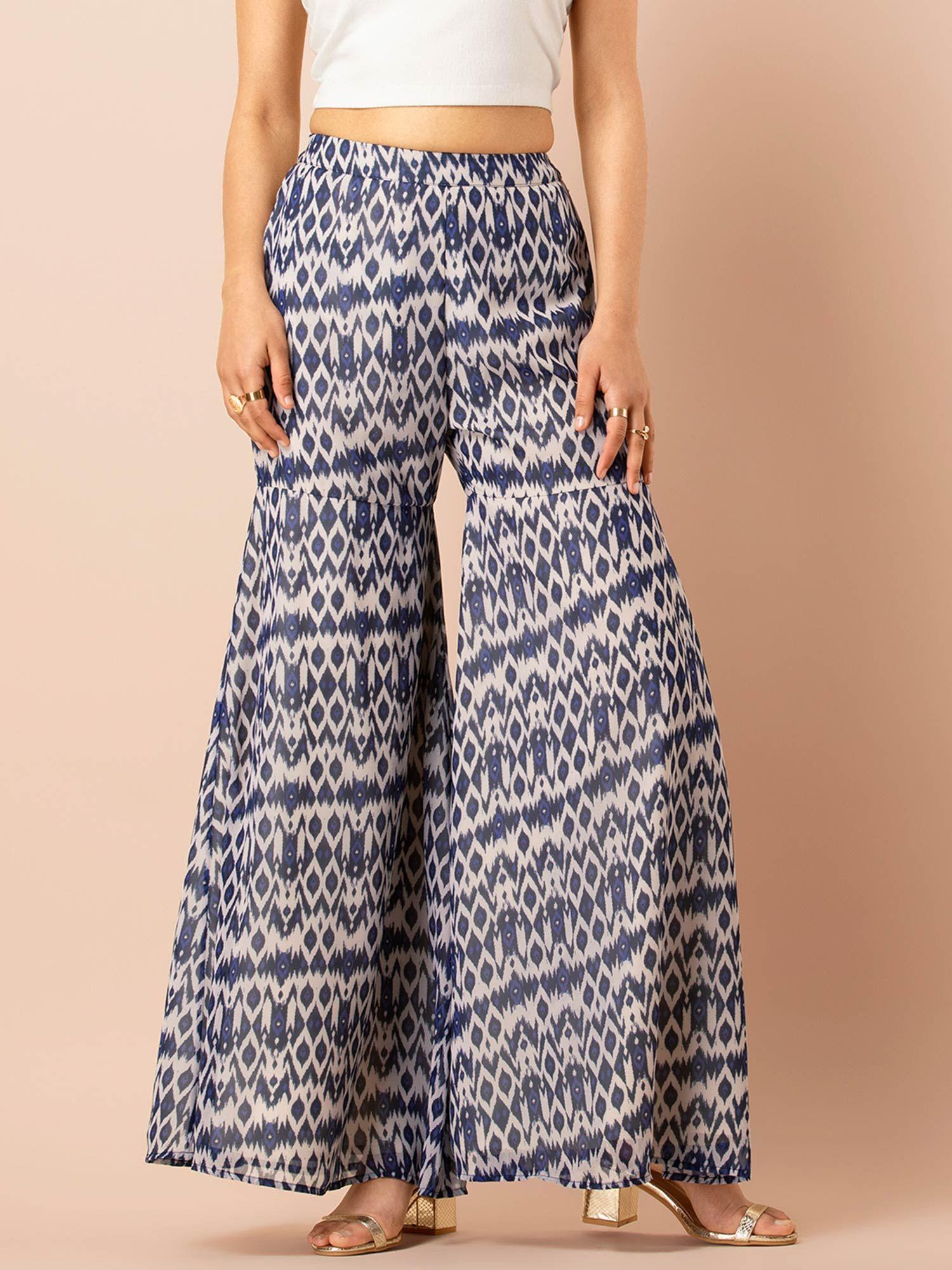 blue printed sharara pant