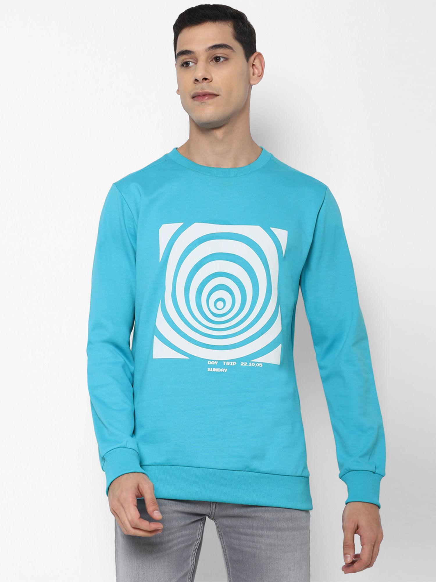 blue printed sweatshirt