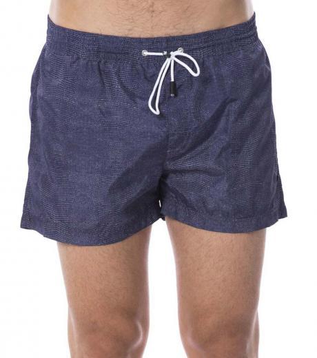 blue printed swim shorts