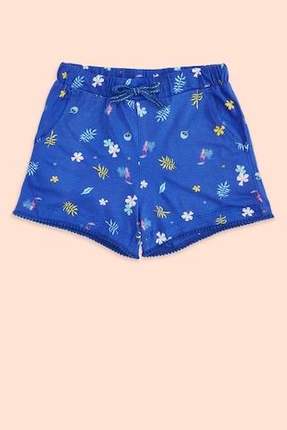 blue printed thigh-length casual girls regular fit shorts