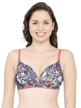 blue printeded women regular fit bra