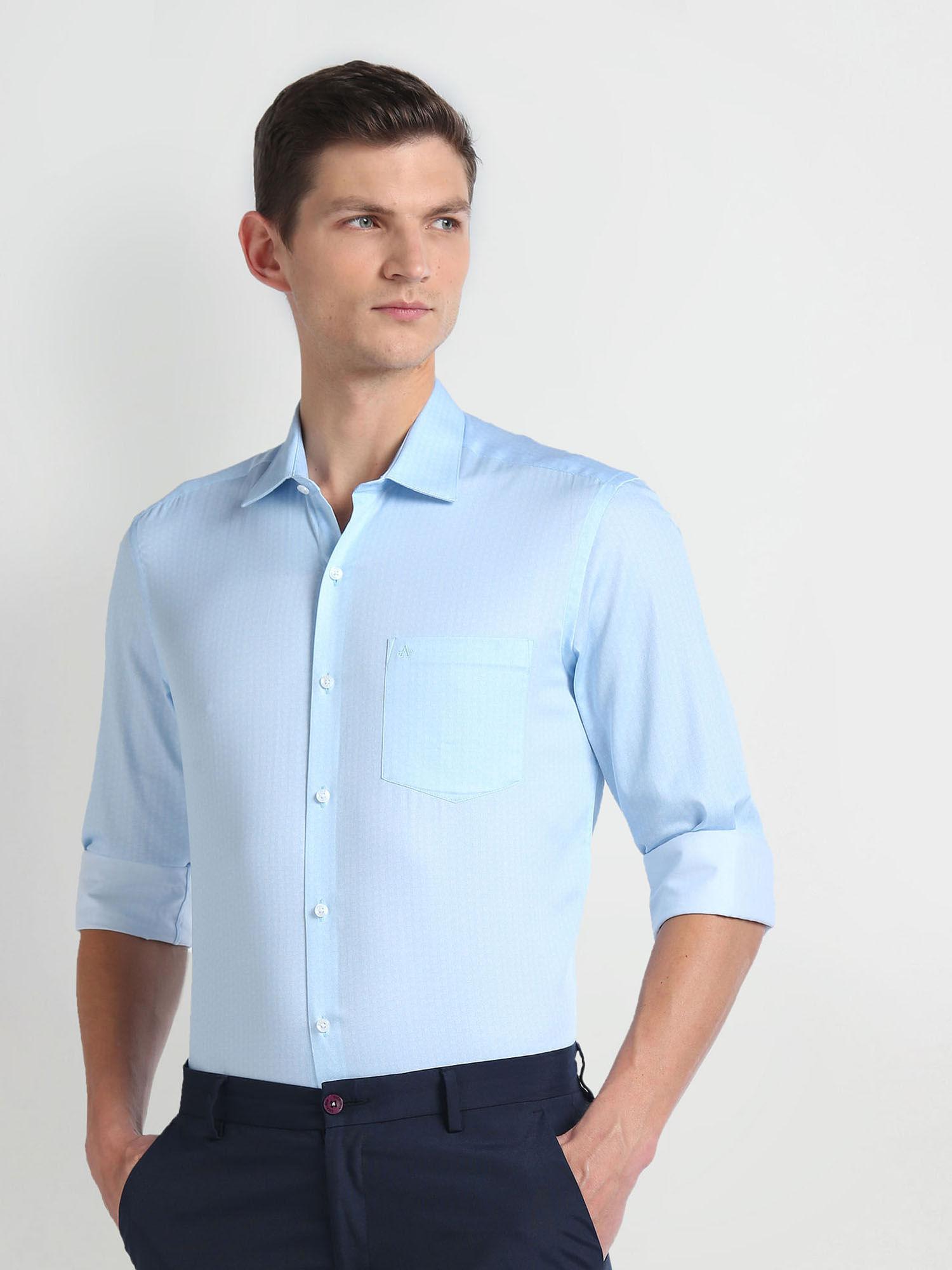 blue pure cotton slim fit formal shirt