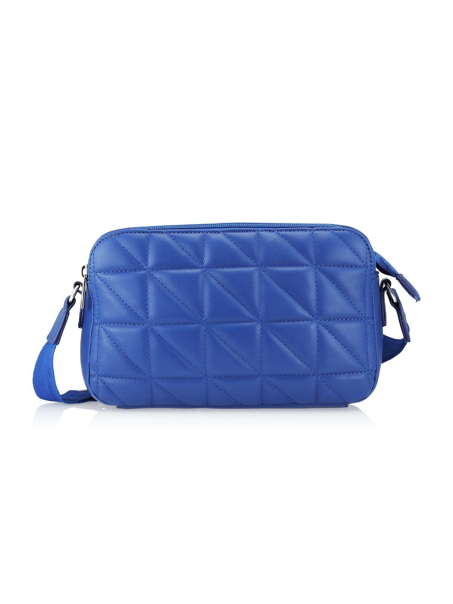 blue quilted sling bag for women