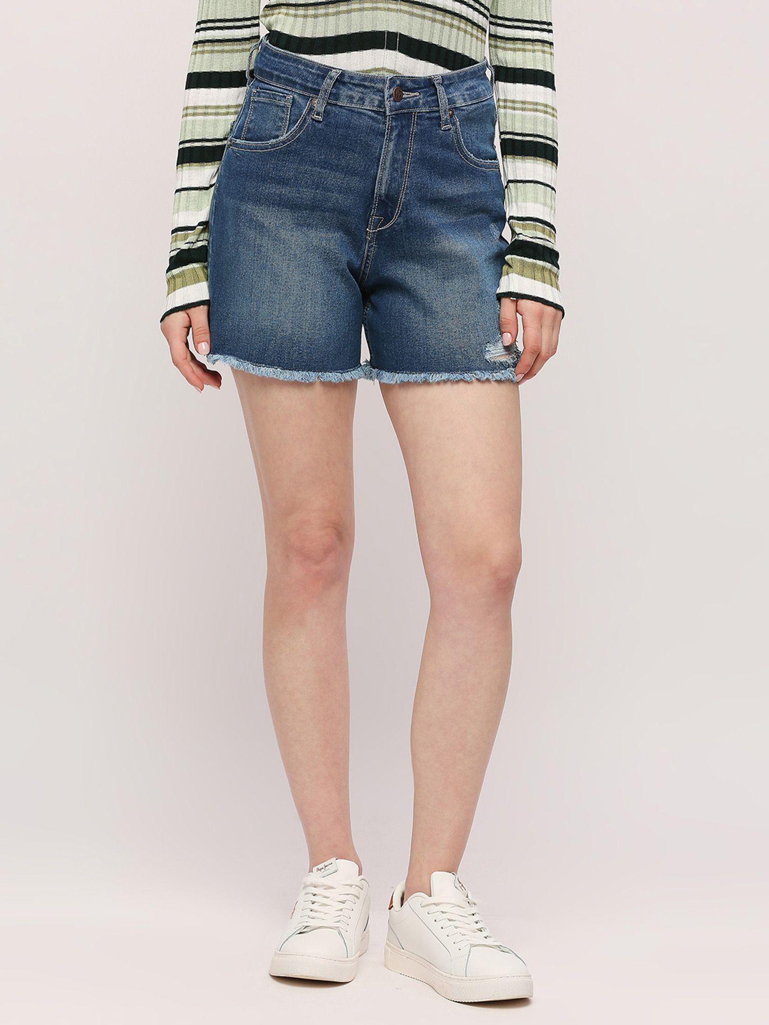 blue rachel high rise shorts