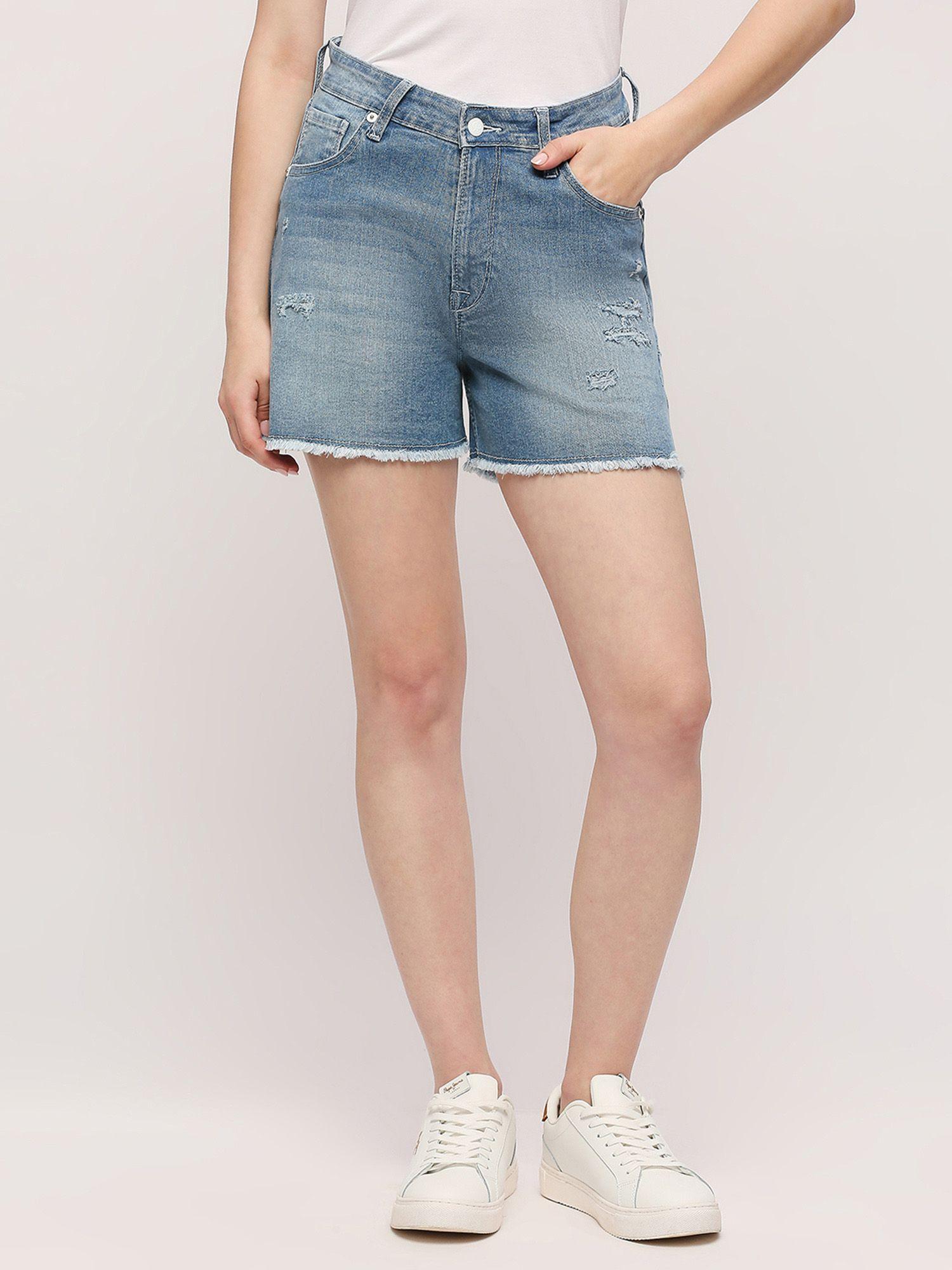 blue rachel high rise shorts