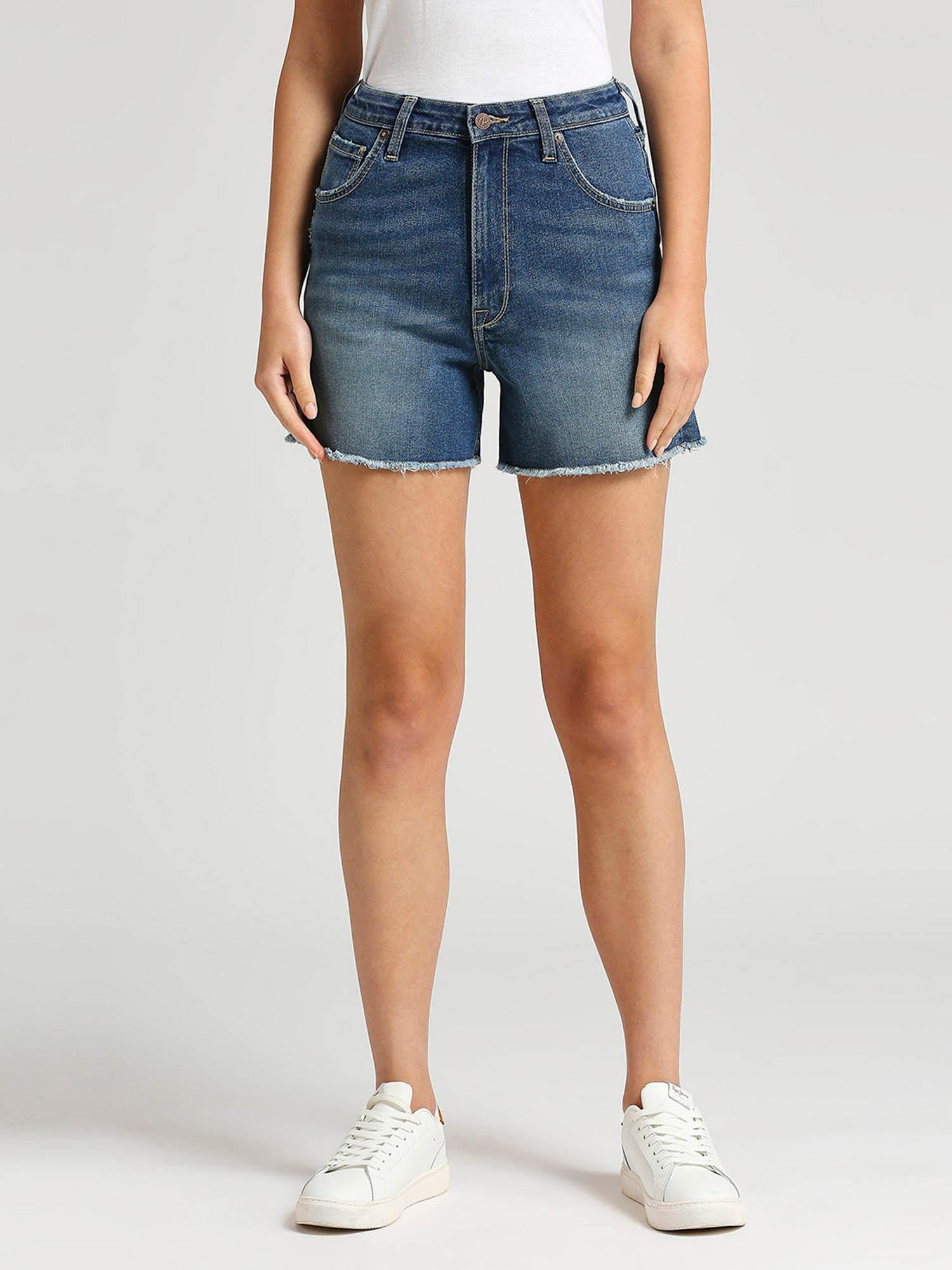 blue rachel regular fit high waist shorts