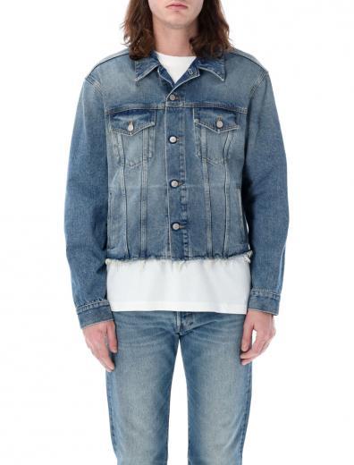 blue raw cut denim jacket