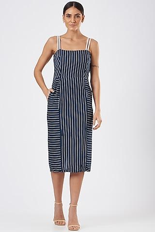 blue rayon striped dress