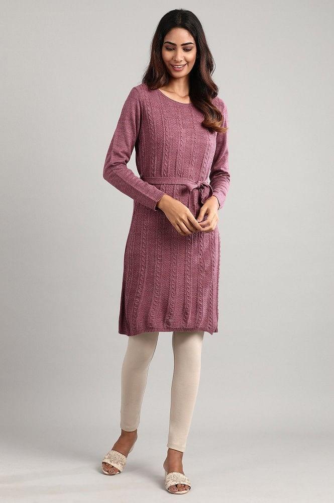 blue round neck winter dress