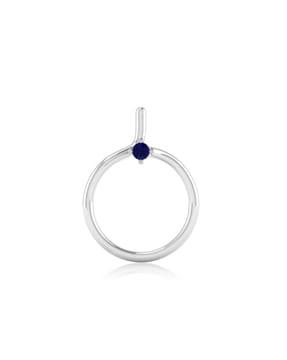 blue sapphire 18 kt white gold nose pin