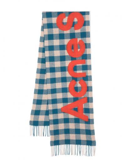 blue scarf with logo