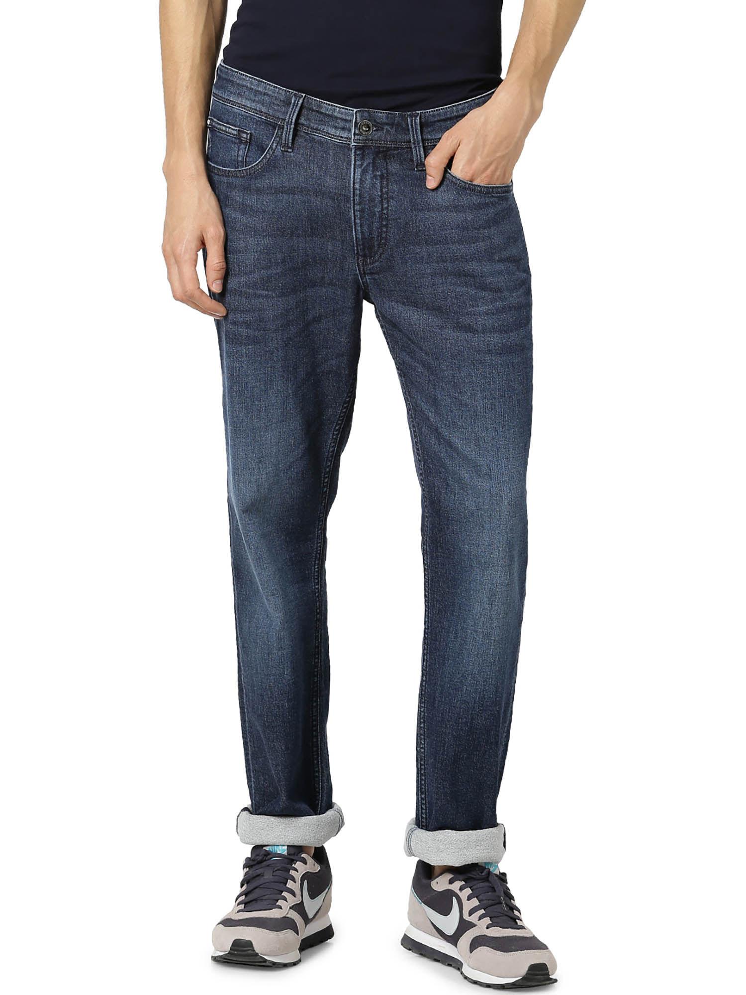 blue self design jeans