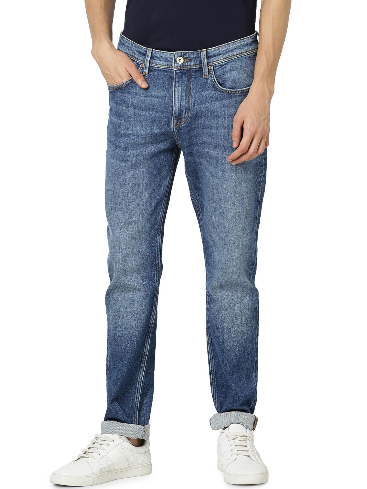 blue self design jeans