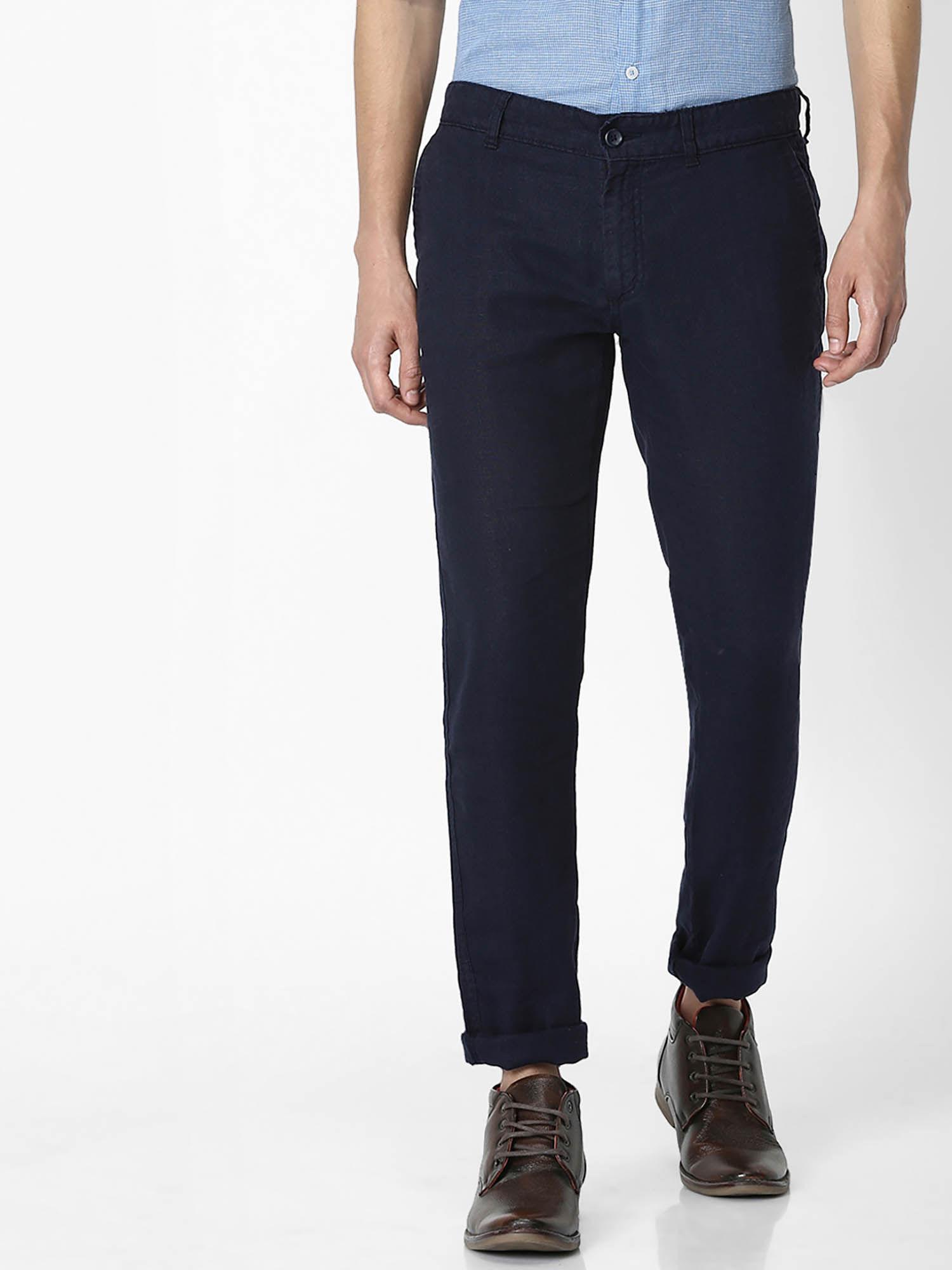 blue self design trouser