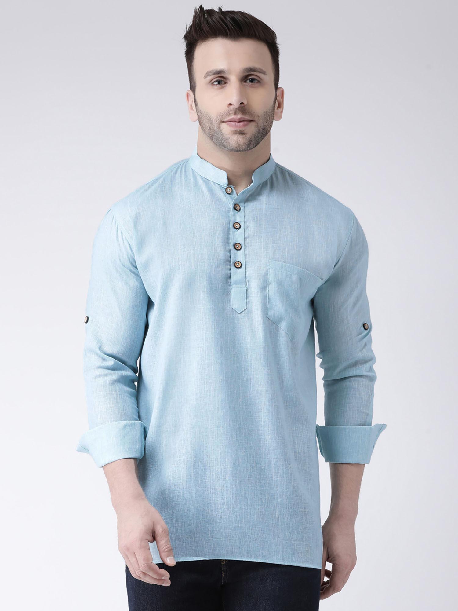 blue short shirt style kurta