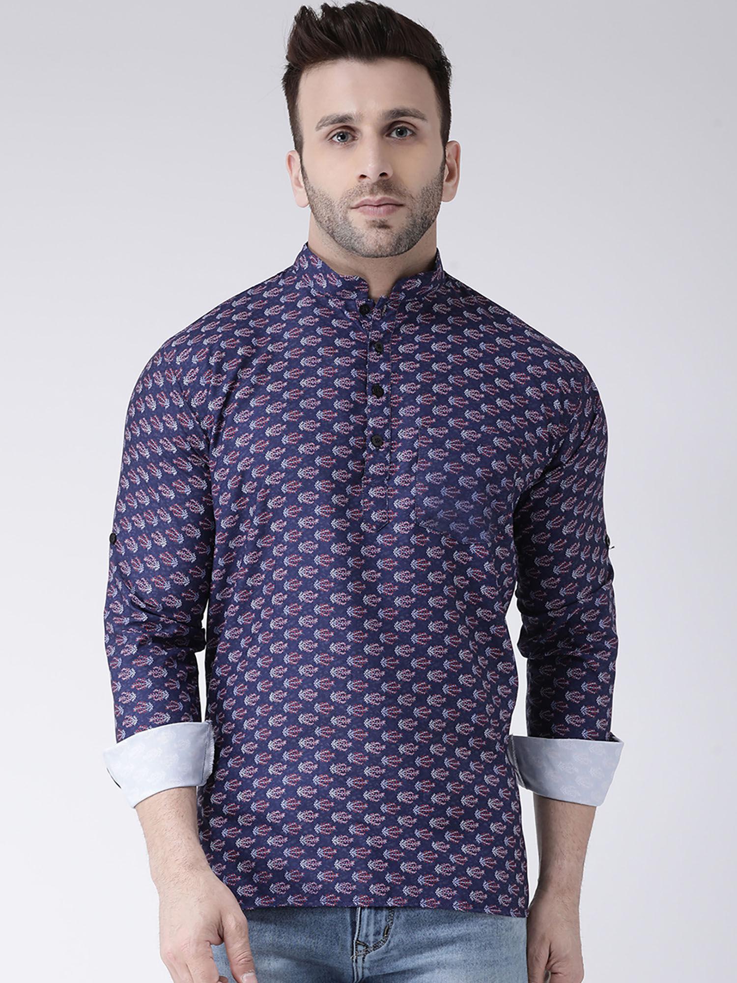 blue short shirt style kurta