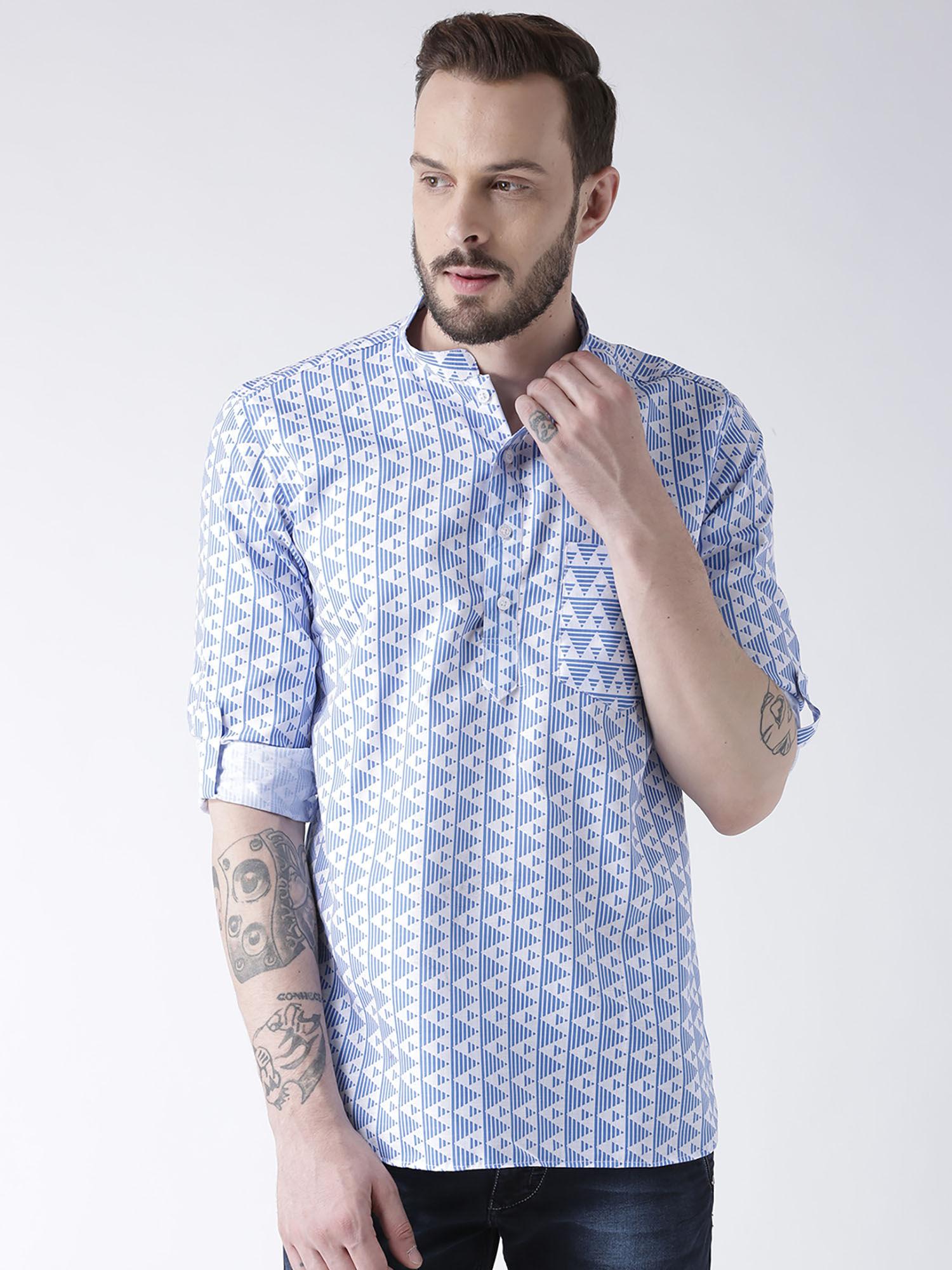 blue short shirt style kurta