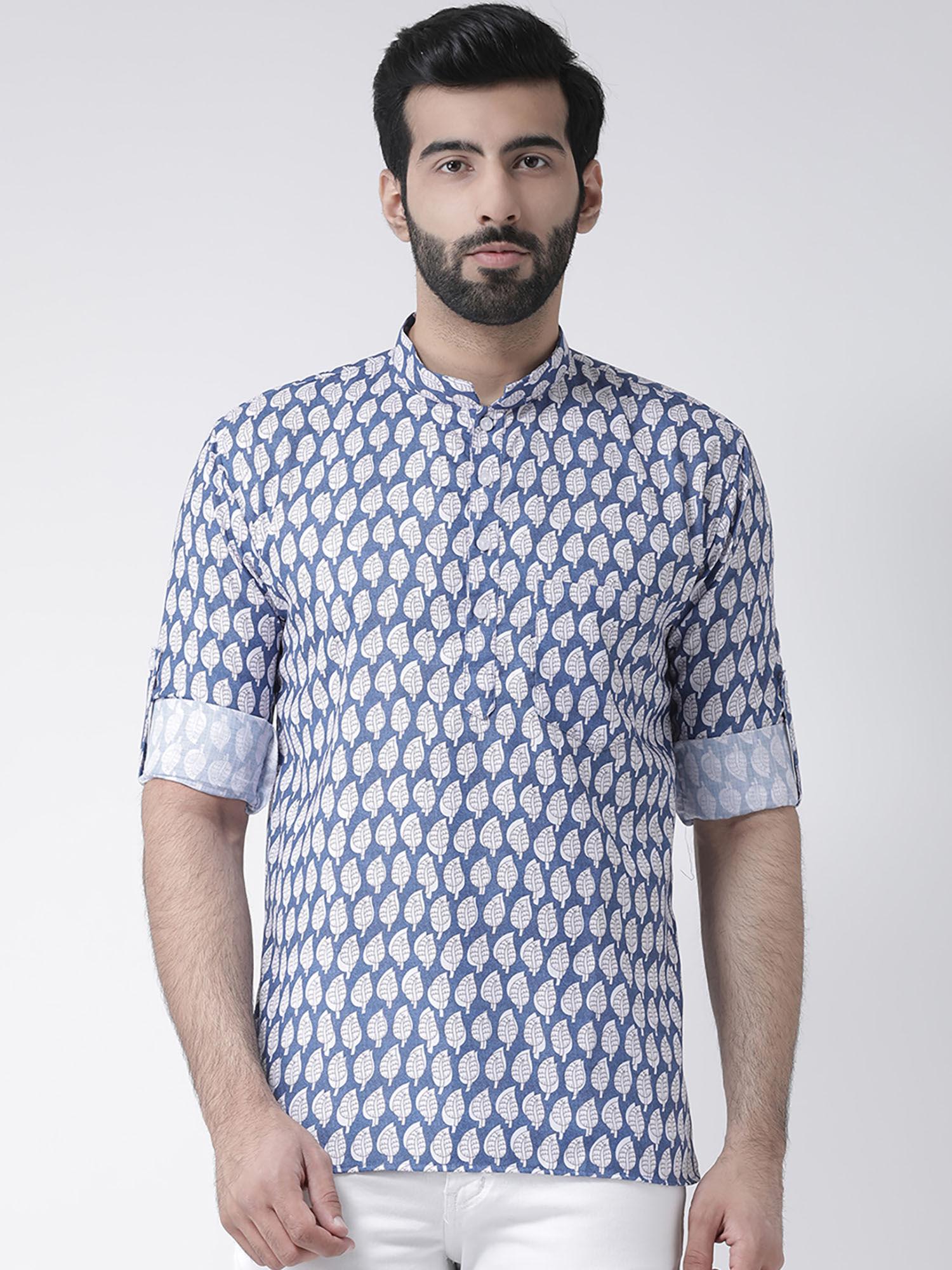 blue short shirt style kurta