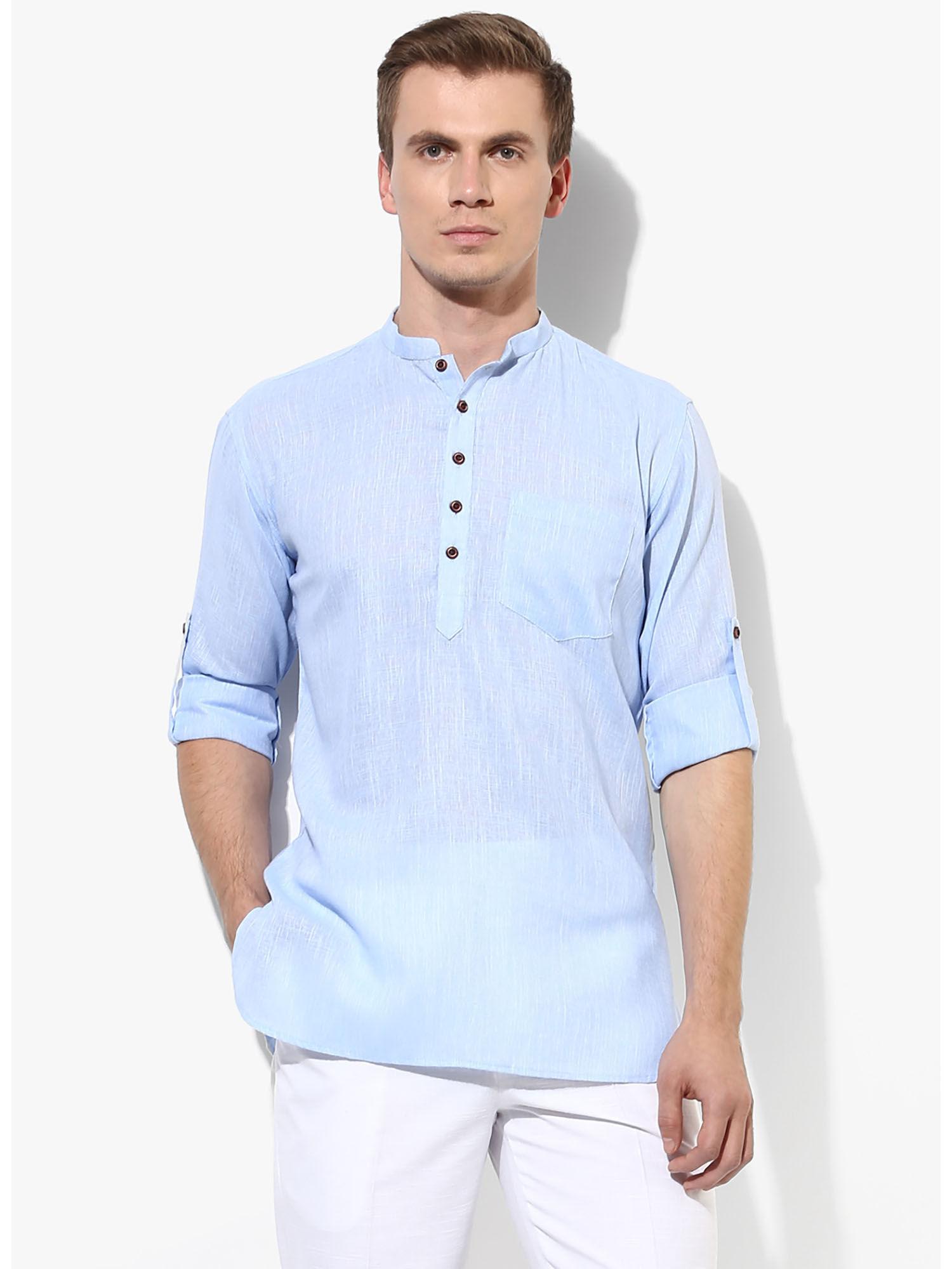 blue short shirt style kurta