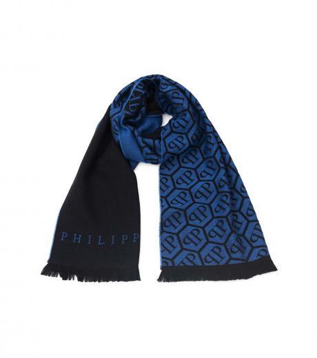 blue signature print scarf