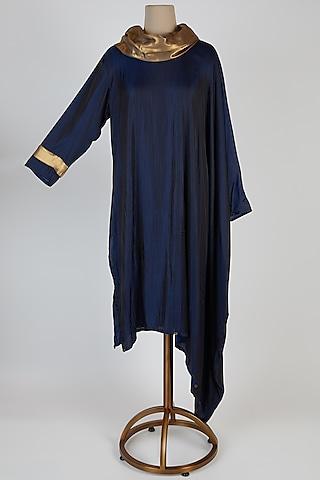 blue silk asymmetric tunic