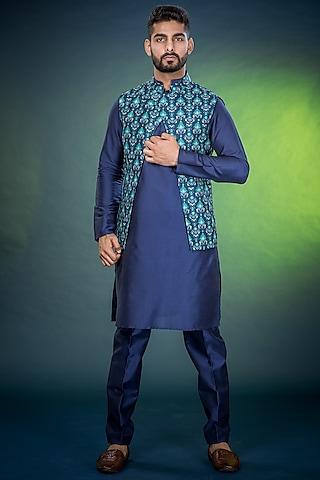 blue silk bundi jacket