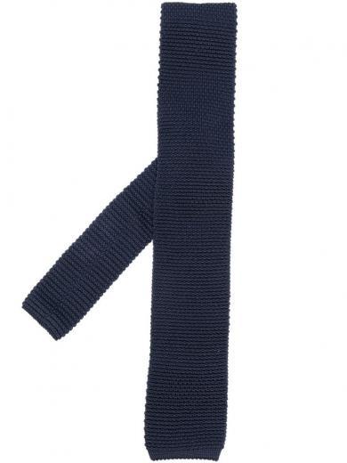 blue silk knitted tie