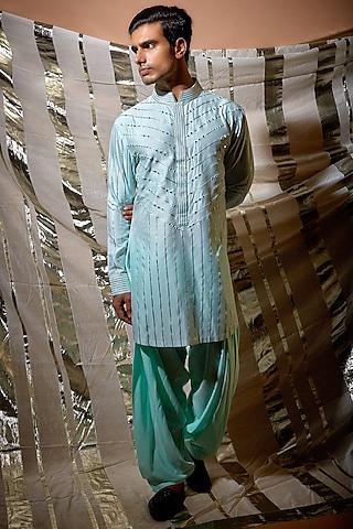 blue silk kurta set