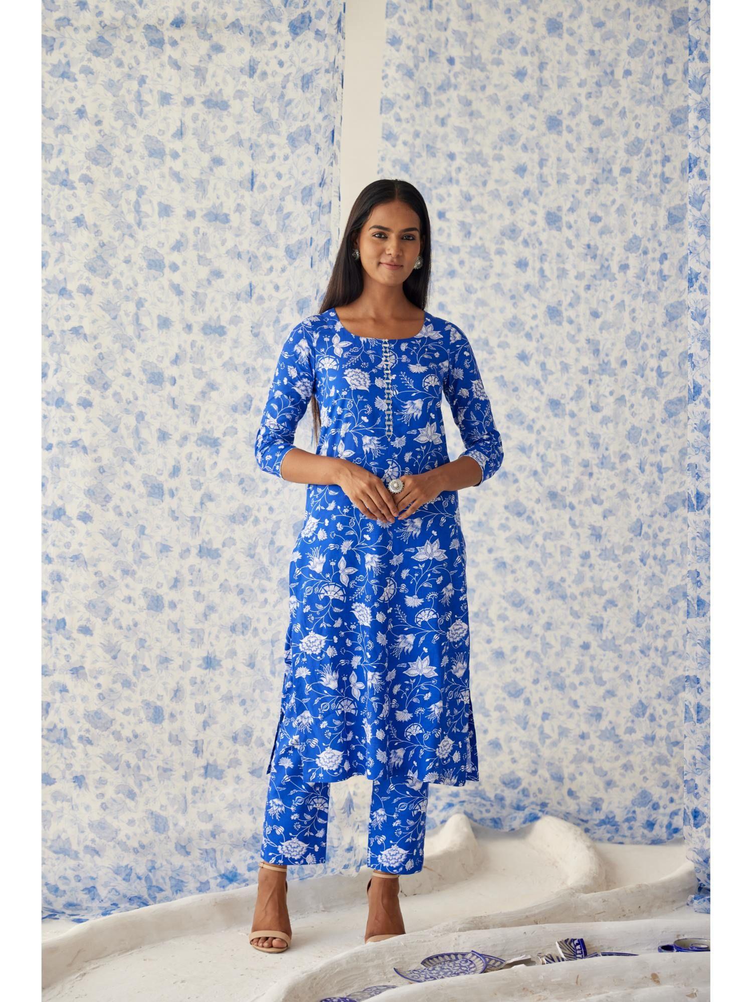 blue sindhu straight kurta